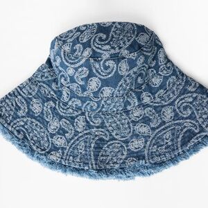 Zara Blue Paisley Denim-Texture Bucket Hat
